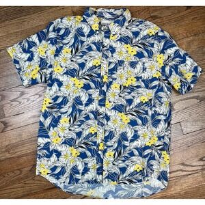 Ralph Lauren Men's Shirt Sz XL Blue Denim & Supply Floral Short Sleeve Hawaiian